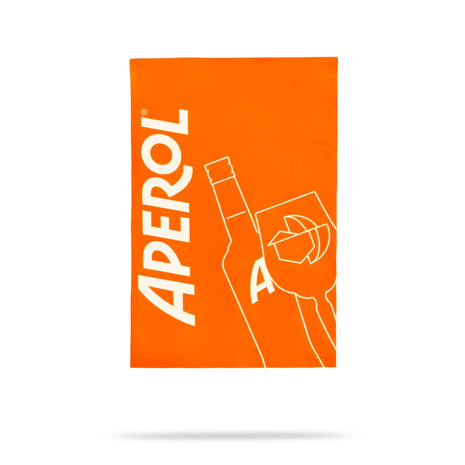 Orange Aperol blanket with white bottle and spritz glass illustration, ideal for stylish indoor comfort