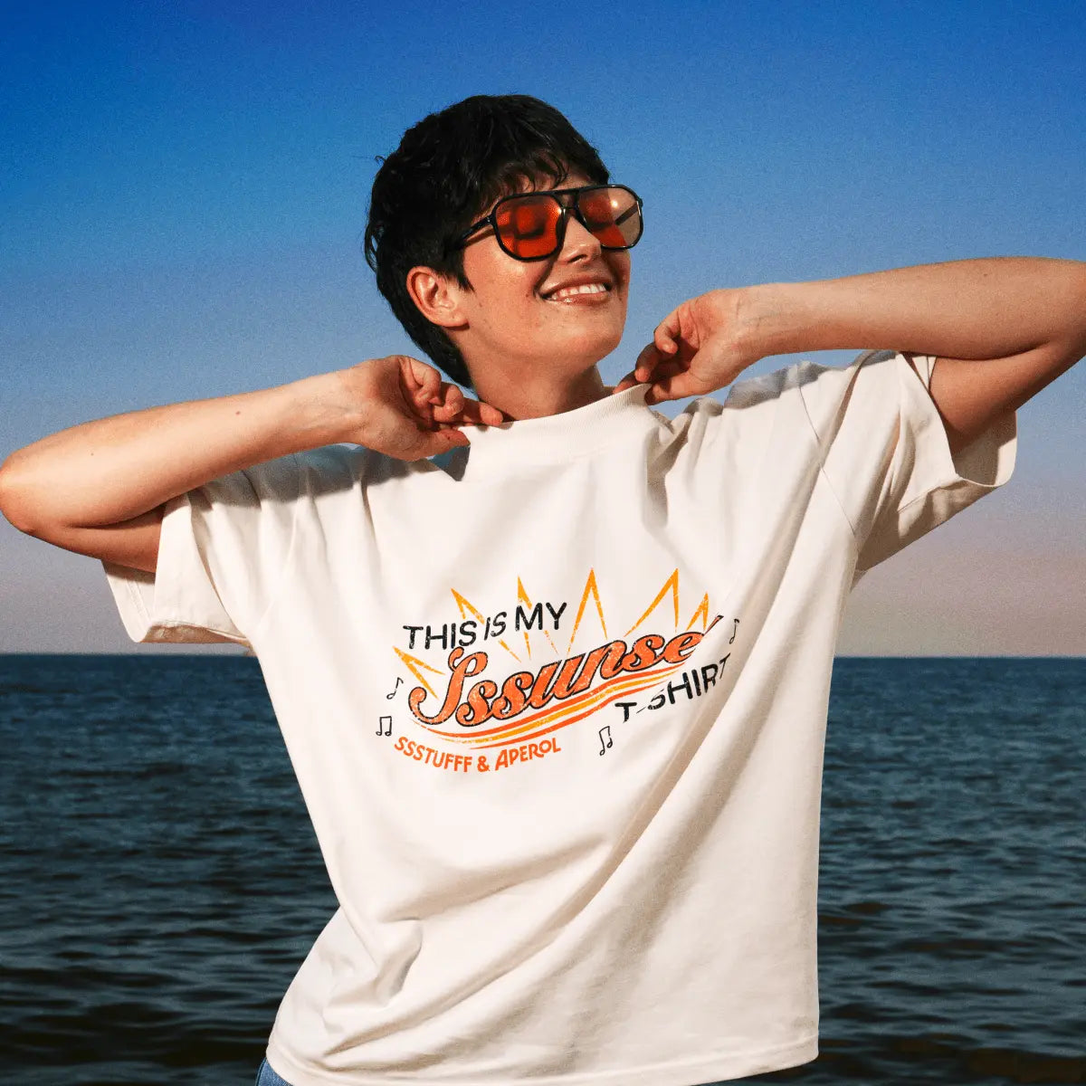 BEIGE CROPPED T-SHIRT APEROL THIS IS MY SSSUNSET