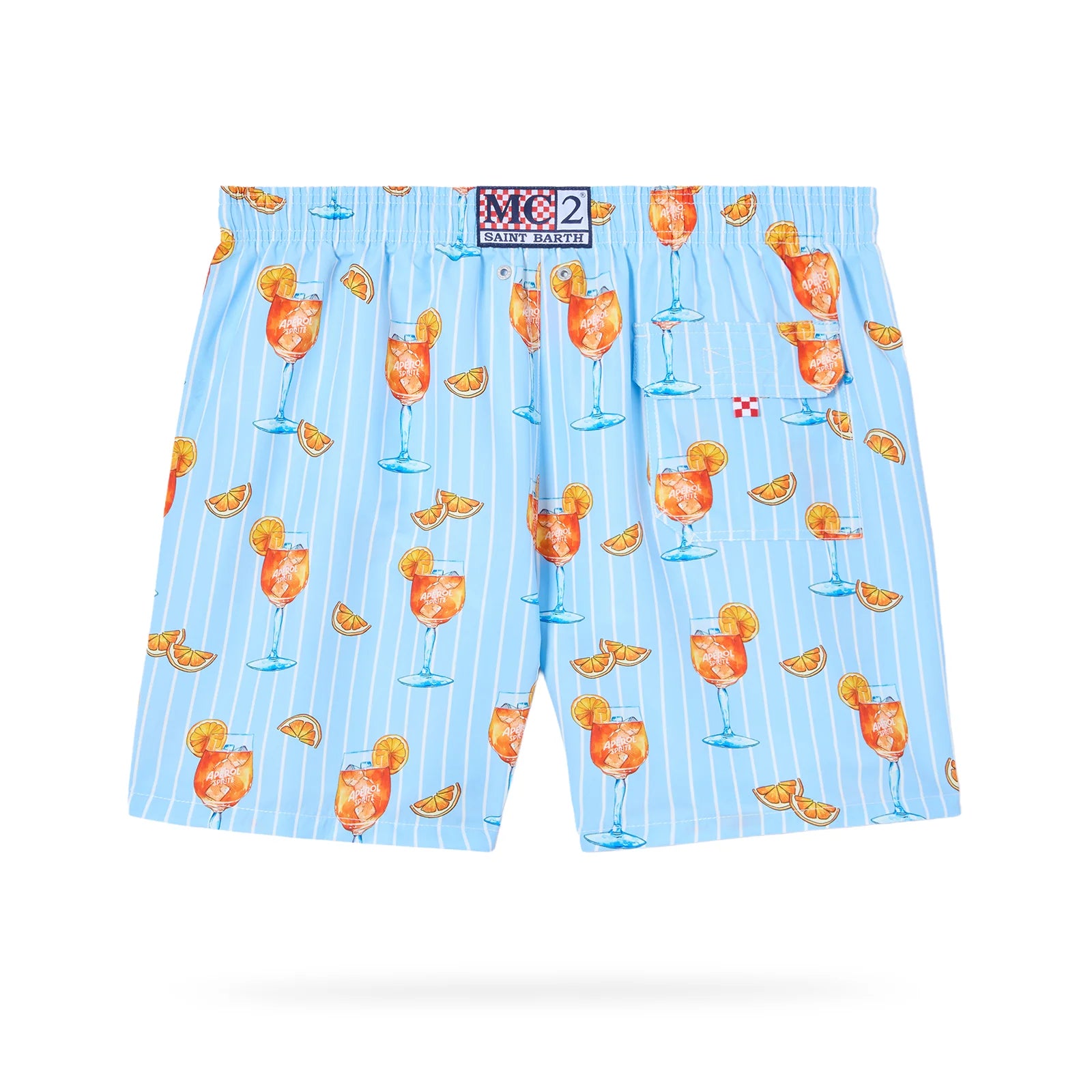Gustavia Happy Cocktail Double Stripes Badeshorts | MC2 Saint Barth