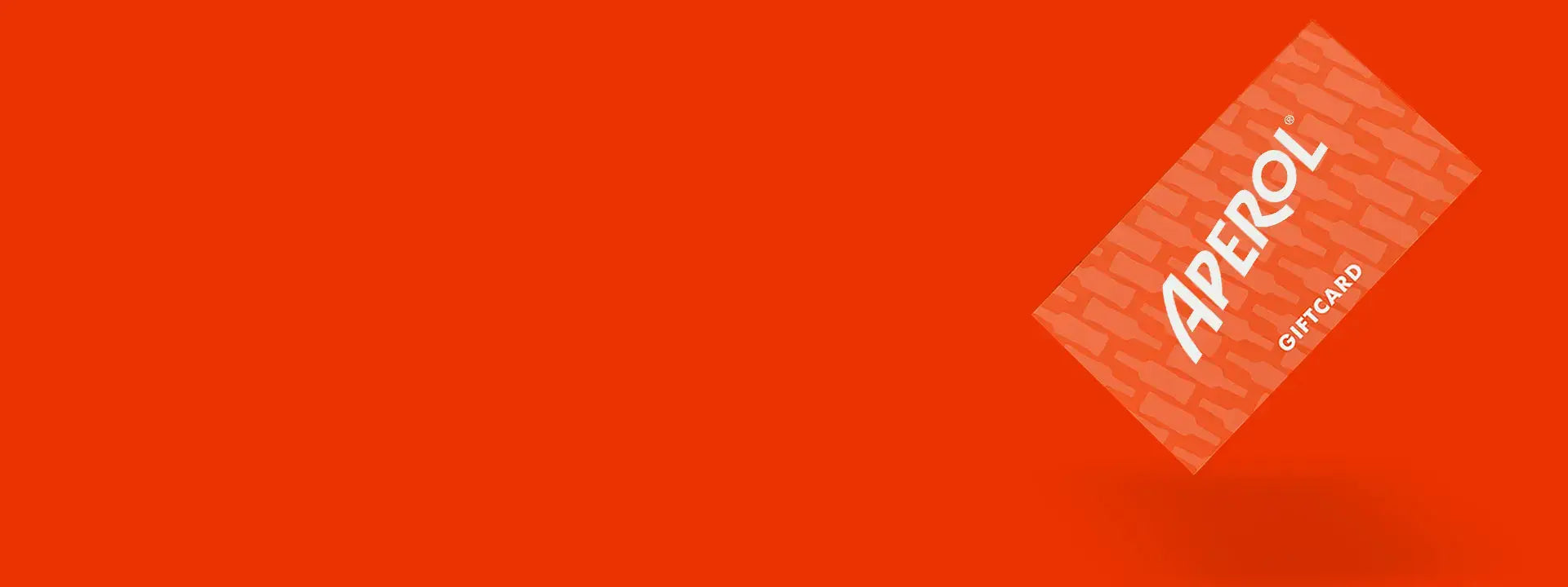 Aperol gift card with bottle pattern design on a vibrant orange background.
