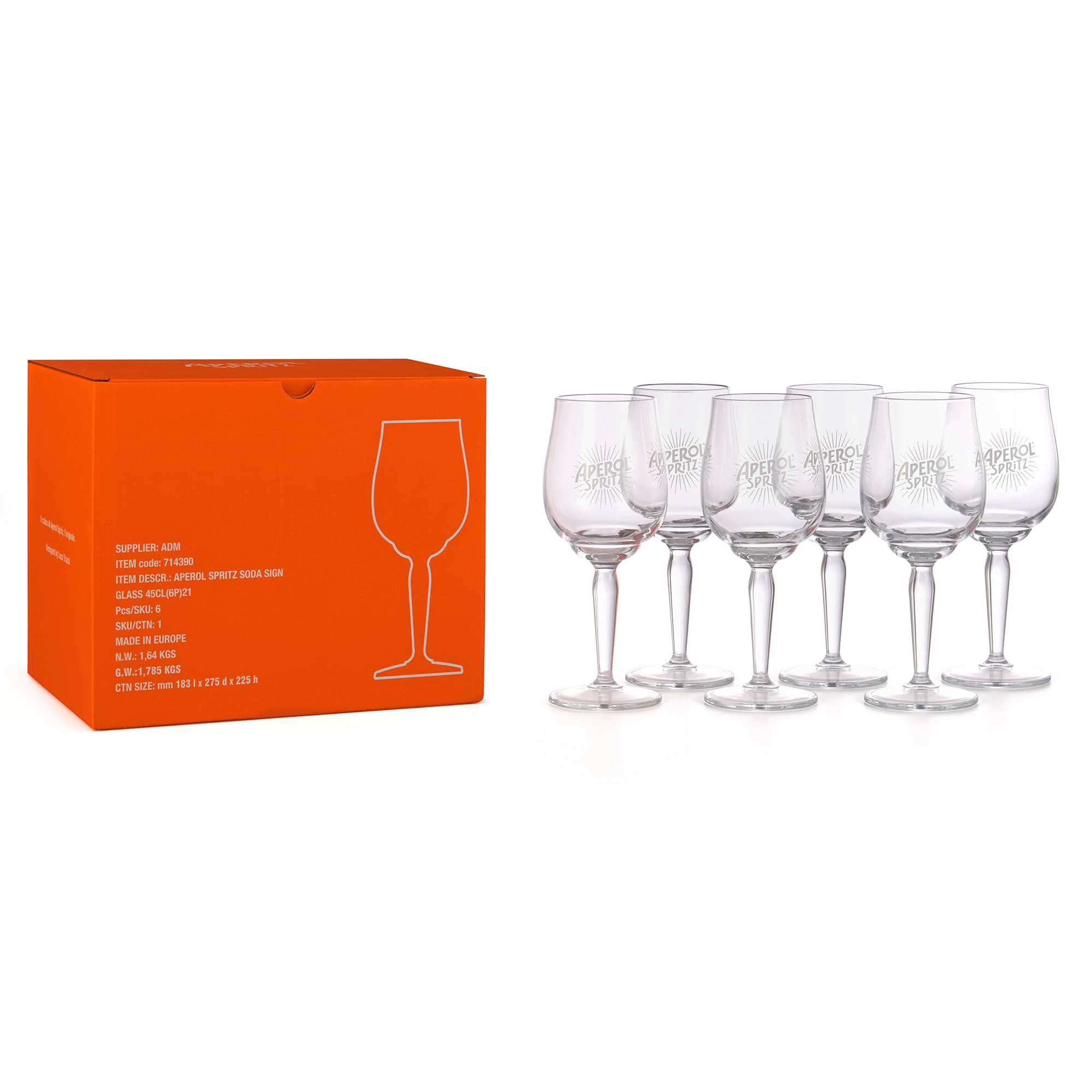 APEROL SPRITZ 6 SIGNATURE GLASSES BOX