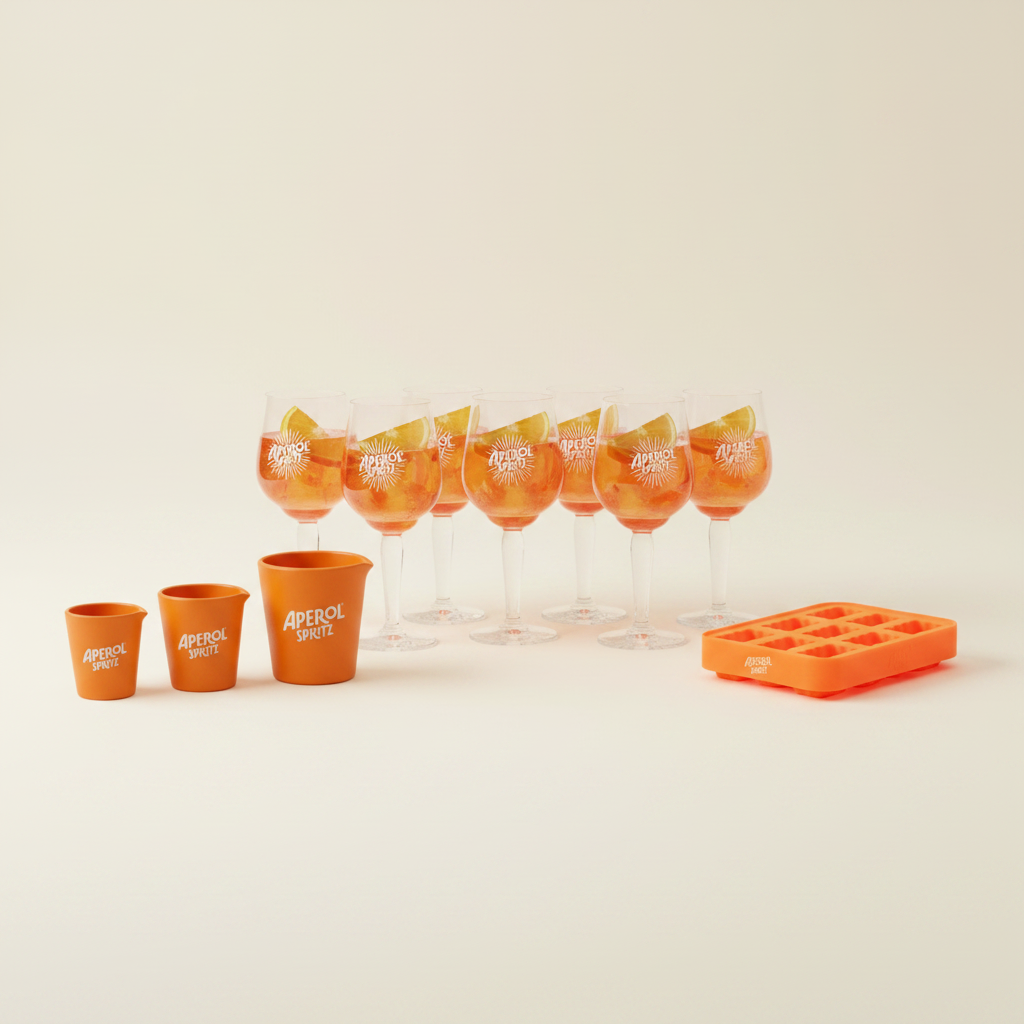 Aperol Perfect Serve Kit Bundle — 6 signature glasses, ice cube tray, jiggers