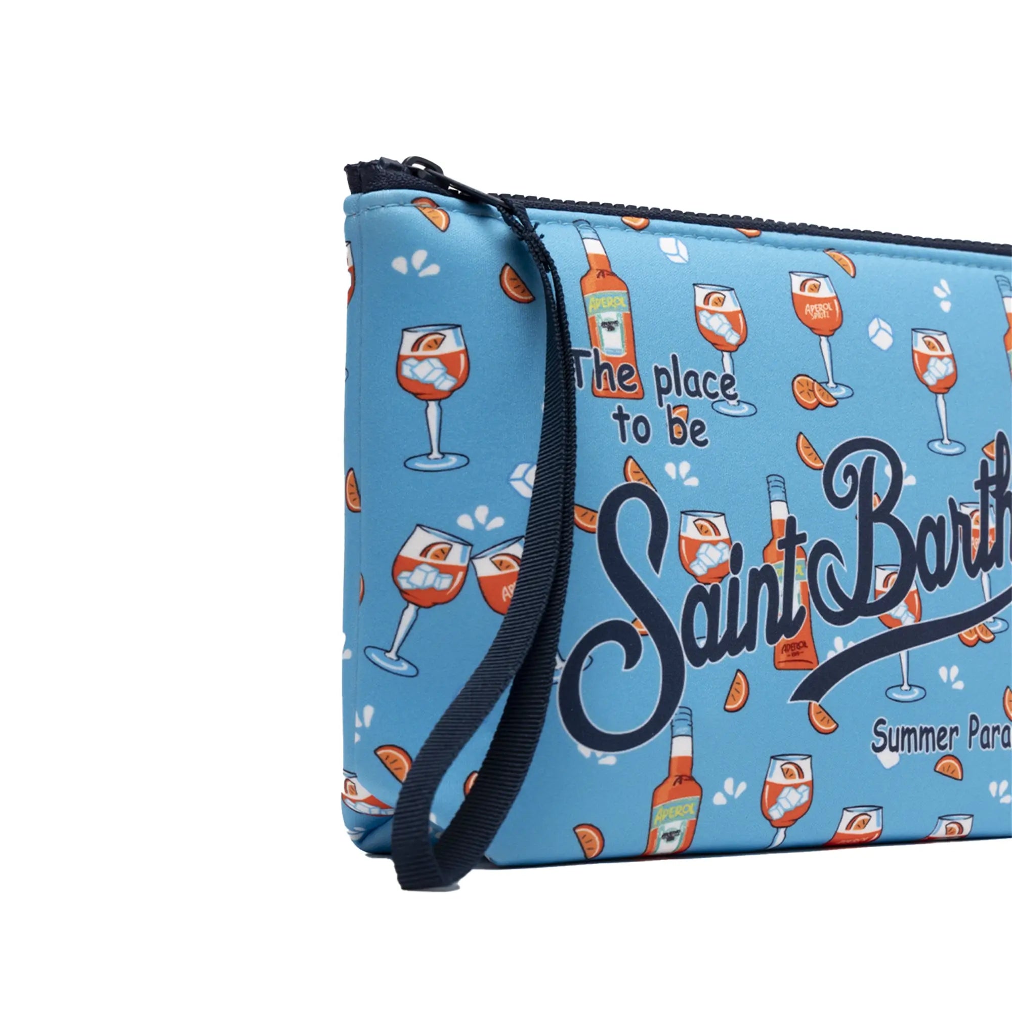 SCUBA POCHETTE’ SMALL BLUE SUMMER BAG WITH APEROL PRINT I MC2 SAINT BARTH