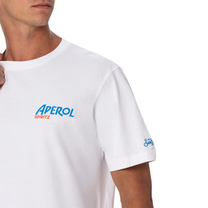 White cotton t-shirt with Aperol print | MC2 Saint Barth