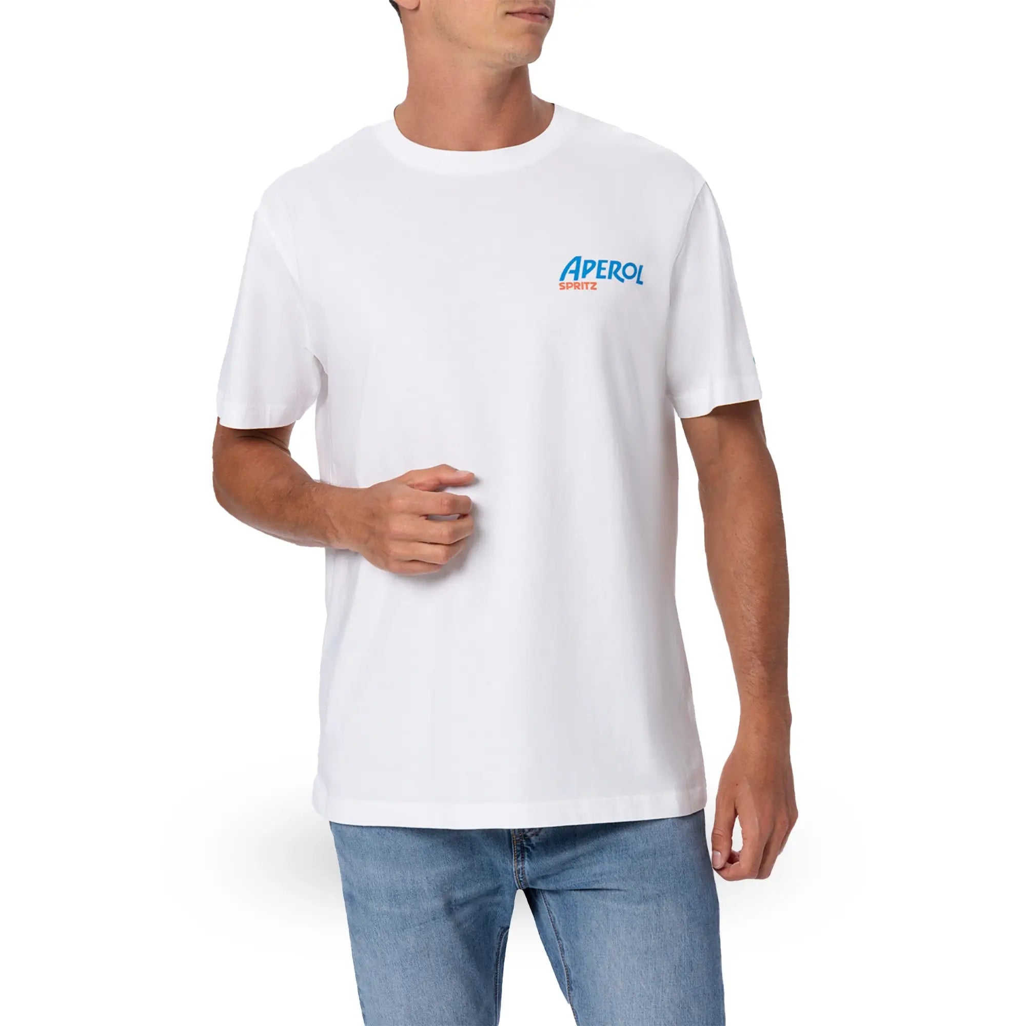 WHITE COTTON T-SHIRT WITH APEROL PRINT | MC2 SAINT BARTH